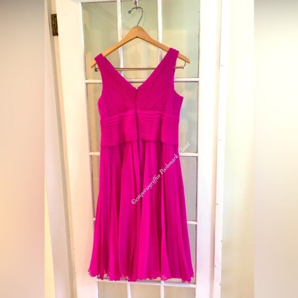 Tadashi Hot Pink 100% Silk Dress, Gorgeous! - Picture 2 of 7